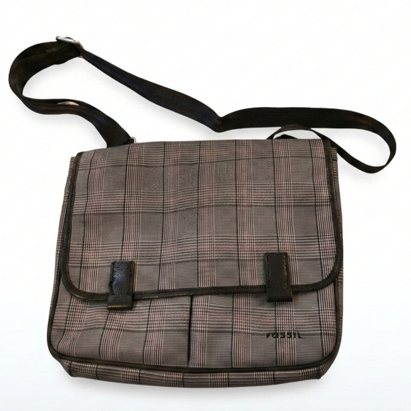 Fossil Other - FOSSIL Mercer East West Messenger Briefcase Plaid